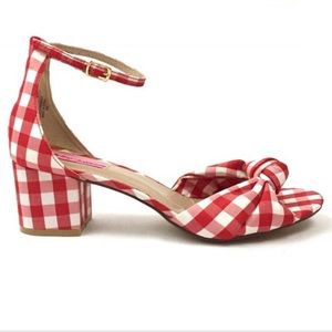 Red & white Gingham Betsey Johnson Faye Block heel